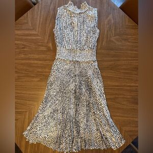 Nanette Lepore Black and White Printed Midi Dress